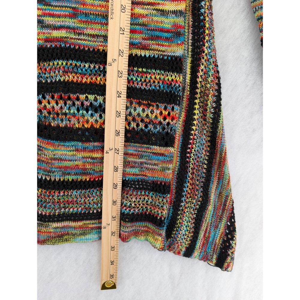 Space Dye Open Front Cardigan Small Multicolor Rainbow Knit Boho Layering - Picture 7 of 8